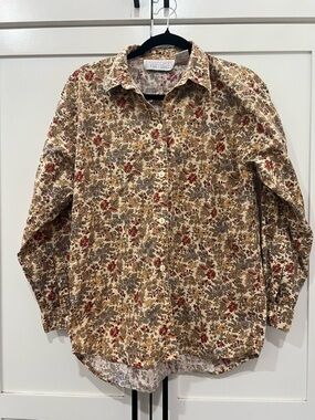 vintage Passports brand multicolor floral pattern button-down blouse size medium